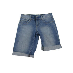 Tommy Hilfiger Blue Denim Shorts Distressed Rolled Hem Women's 4 Outdoor Button